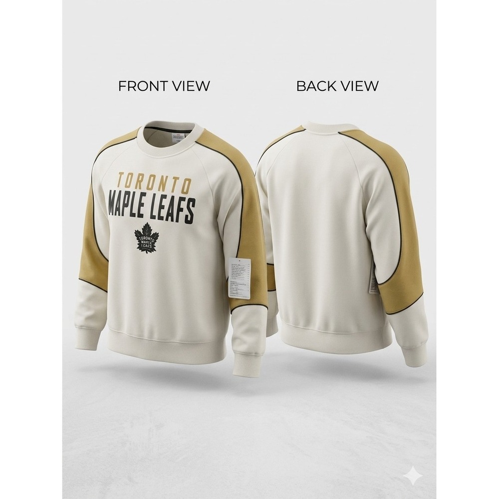Toronto Maple Leafs NHL Sweatshirt Youth Size Medium 10/12 White Gold NHL Crew
